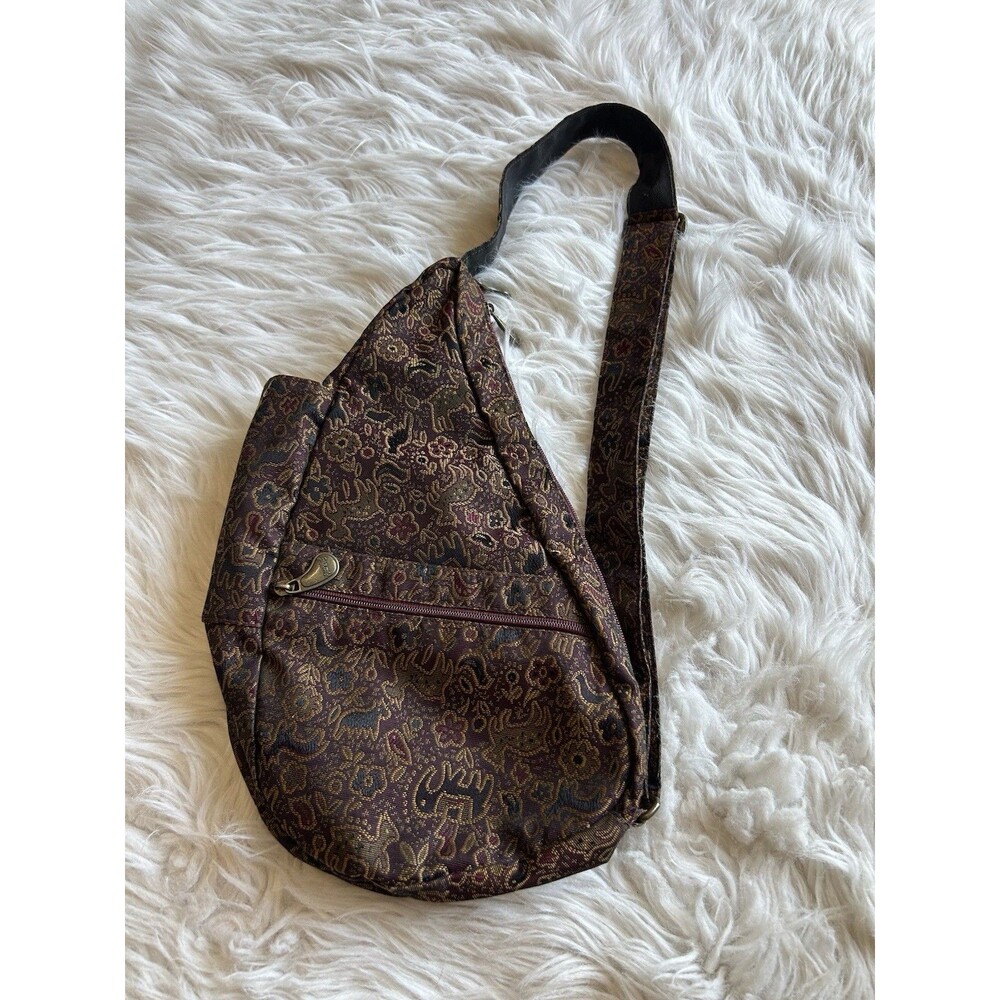 Vtg boho ameribag LL Bean healthy Back Bag Floral Tapestry Sling Shoulder bag